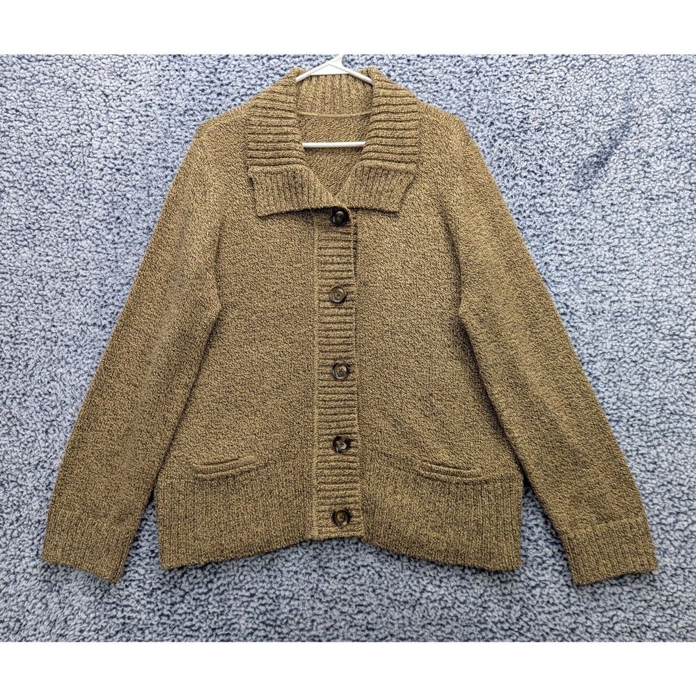 American Eagle Boho Chunky Knit Cardigan Size L Button Up Cottage Casual Brown